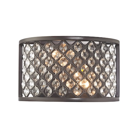 Genevieve 2-Lght Sconce In Oil Rubbed Brnz With Crystal And Mesh Shade